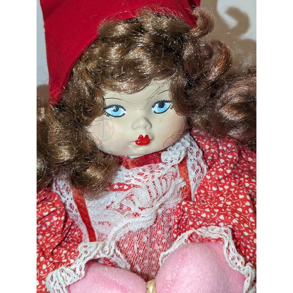 Vintage 21" Celluloid Masked Face Little Red Riding Hood Topsy Turvy Doll - Picture 2 of 8